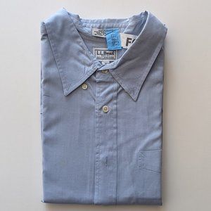L L Bean Men's Long Sleeve Blue Dress Shirt Sz 18